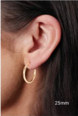 14K Yellow Tube 25 mm Hoop Earrings