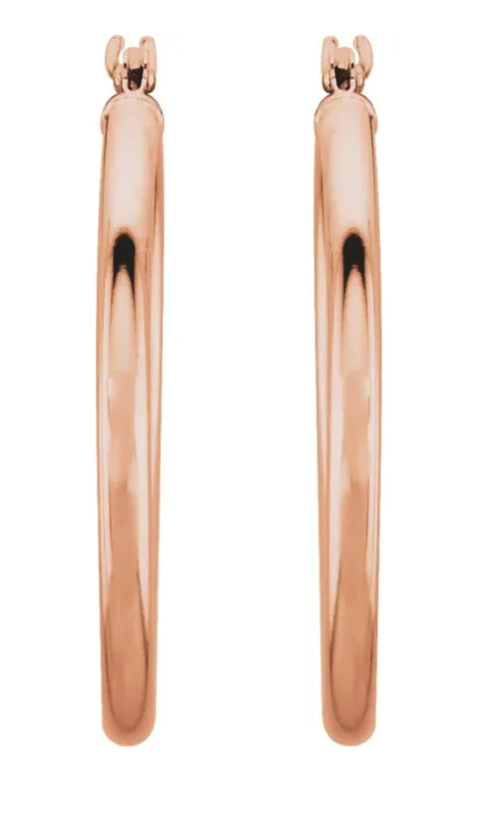 14K Yellow Tube 25 mm Hoop Earrings