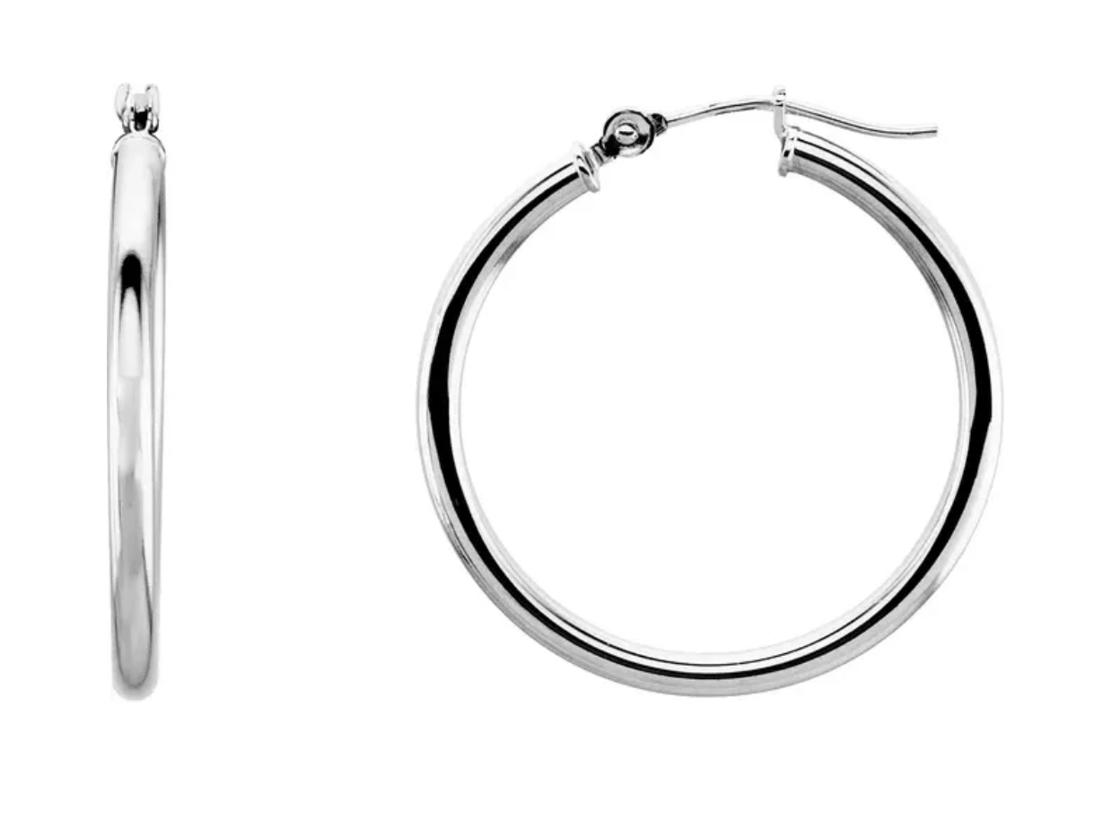 14K Yellow Tube 25 mm Hoop Earrings