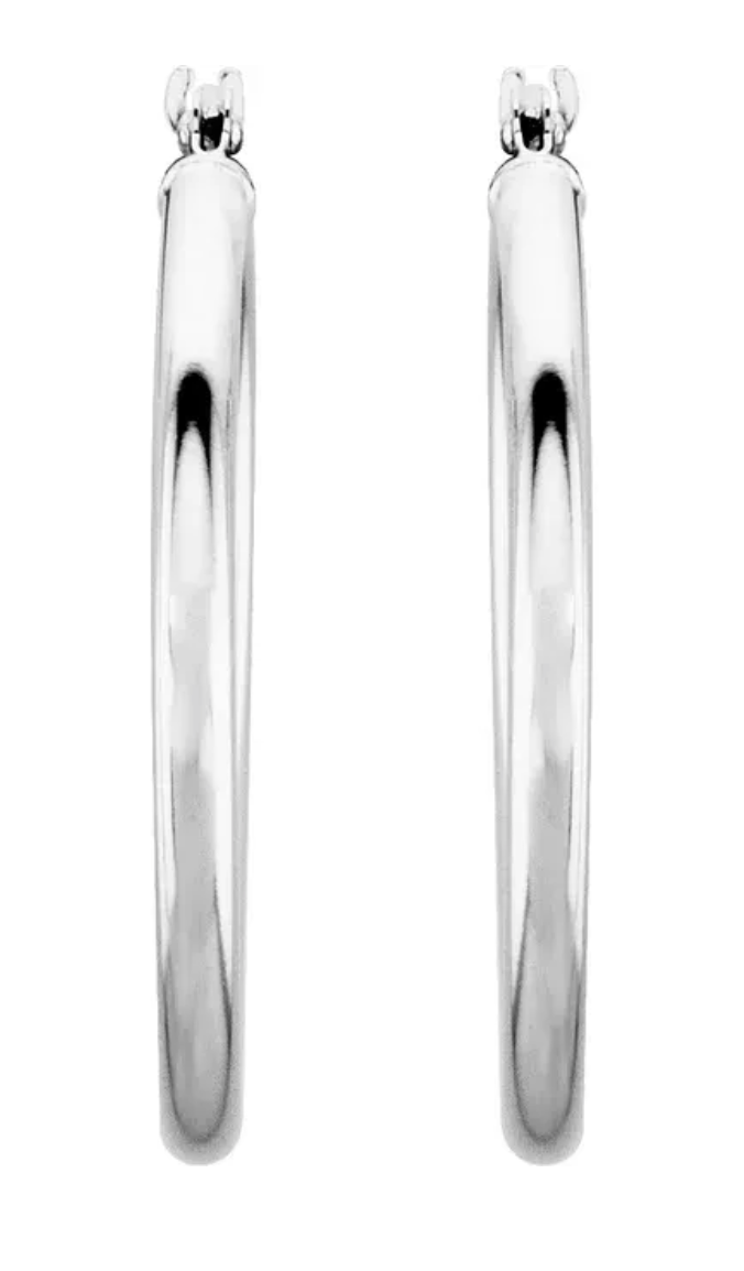 14K Yellow Tube 25 mm Hoop Earrings